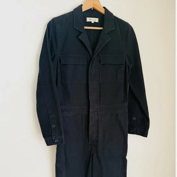 Madewell Signature Coverall Jumpsuit 100% Cotton Denim in Black - Picture 8 of 11